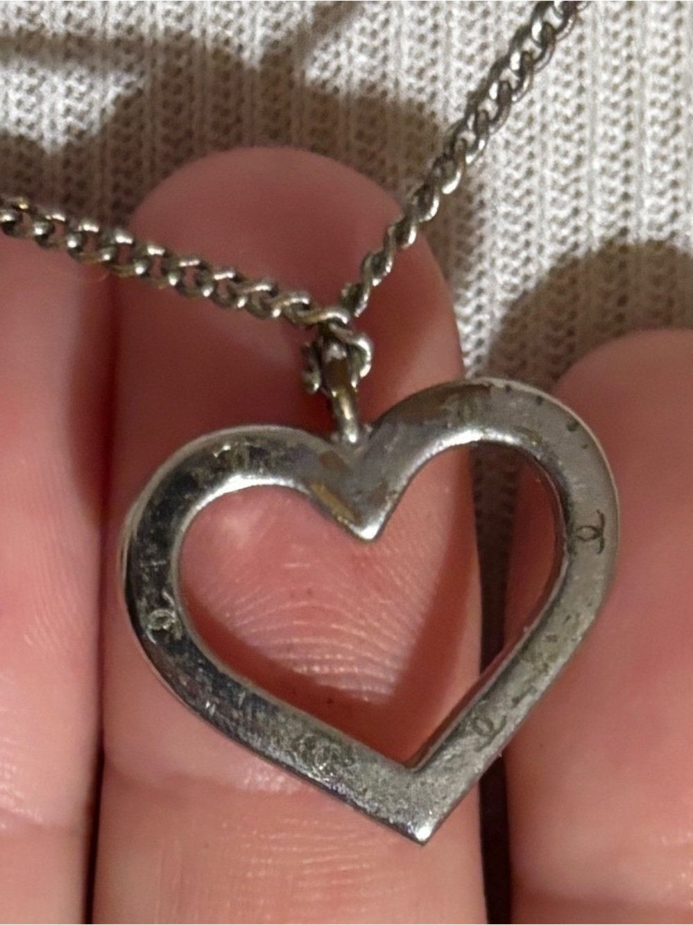 CHANEL Silver-Tone CC Logo with Heart Pendant Necklace - Picture 5 of 5